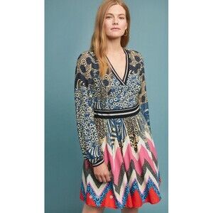 Maeve Anthropologie Sporty Chevron Dress Women’s 6 Graphic Print Fit And Flare‎